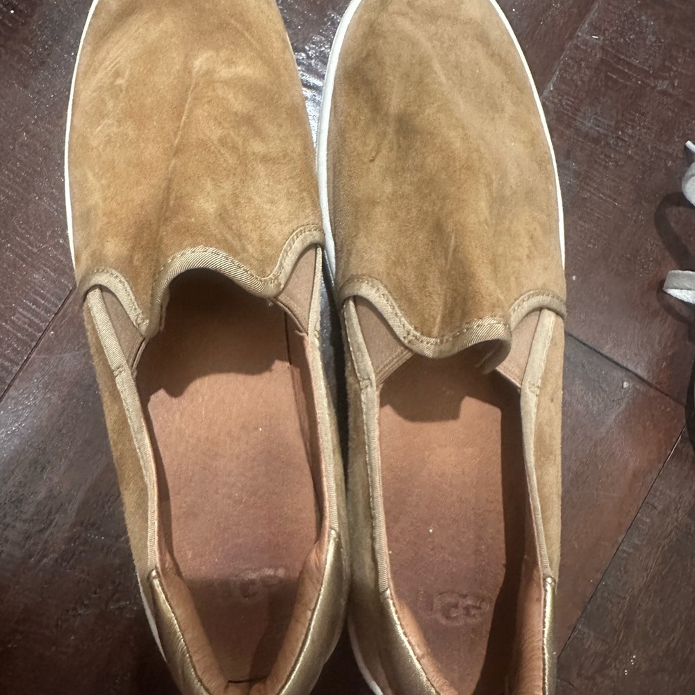 UGG Women's Tan Suede Slip-On Sneakers